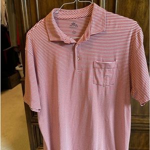 Peter Millar red and white stripe shirt.   L